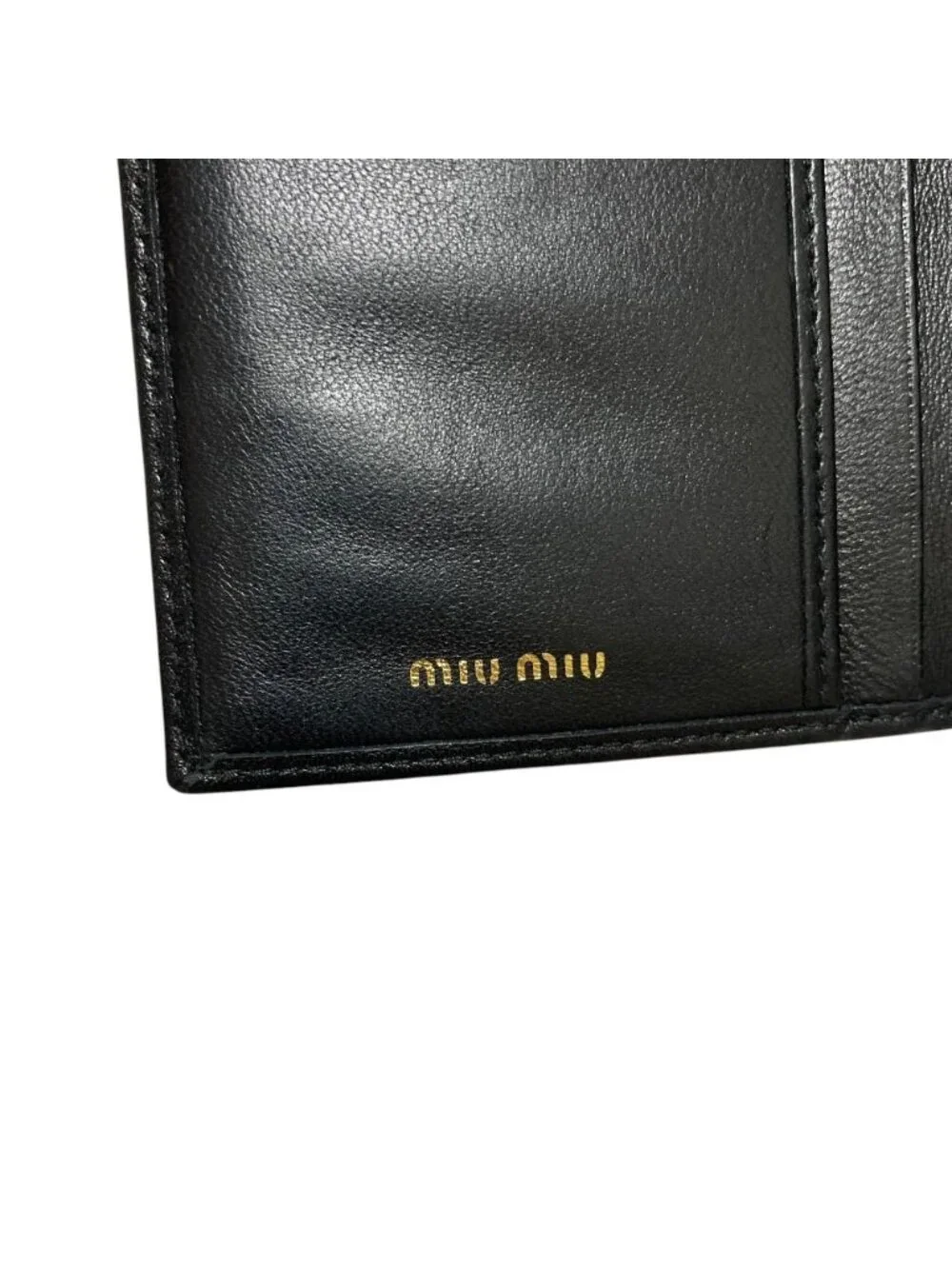 Miu Miu Leather Bifold Wallet with Band Black